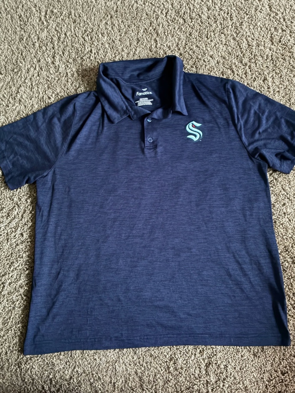 Fanatics Seattle Kraken Polo Shirt Blue NHL Men’s XL